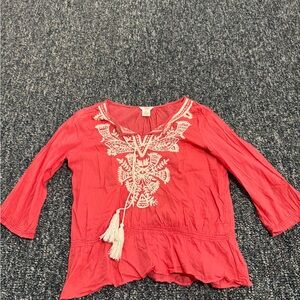 Joe Fresh Vibrant Coral Boho Blouse